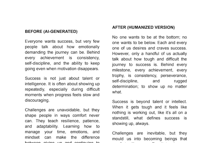 humanize and rewrite ai generated content manually